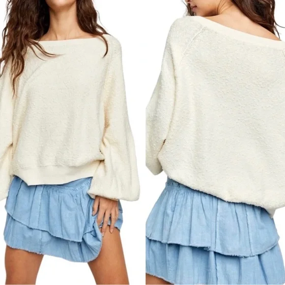 FREE PEOPLE Found My Friend Pullover Oversized Sweater in Ivory - Medium NWT